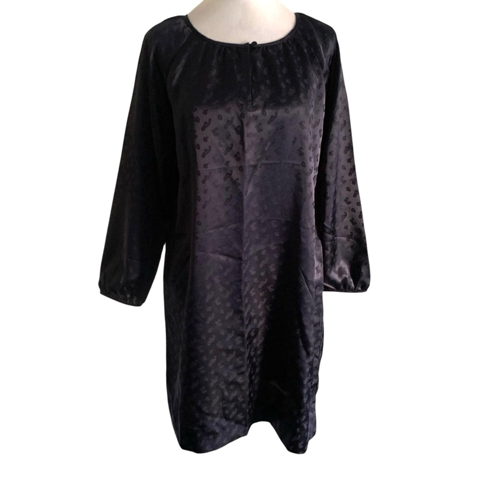 NWT J Crew Size 6 Deep Blue Satin Paisley Print Long Sleeve Dress